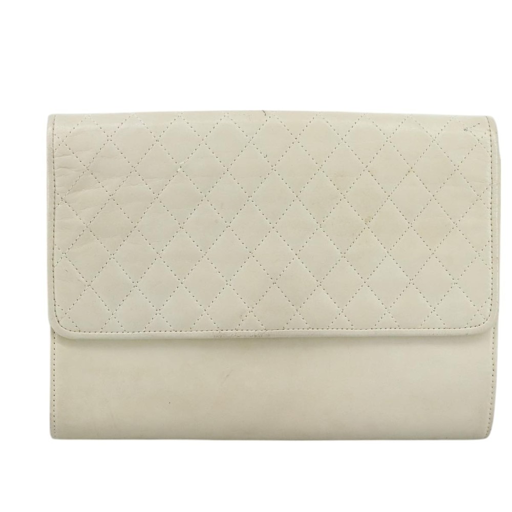 SAINT LAURENT Clutch Bag Leather White Auth bs21008 - Picture 13 of 16